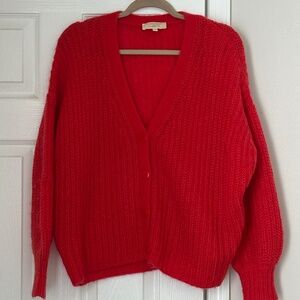 Sézane La Maille Women XS Gaspard Chunky Knit Cardigan Red Button Front Mohair